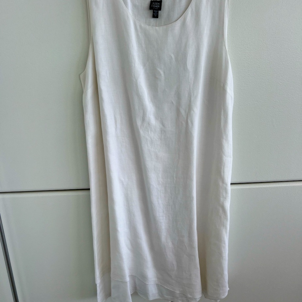 Eileen Fisher Women’s White Linen Lined dress with white linen jacket  1X